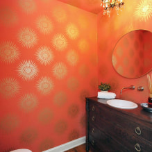 ورق الحائط البرتقالي: الأنواع والتصميم والرسومات والظلال والتركيبات والصور في الداخل 3