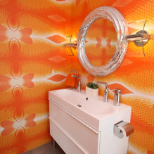 Oranžiniai tapetai: tipai, dizainas ir piešiniai, atspalviai, deriniai, nuotraukos interjere-7