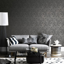 Черен тапет: видове, рисунки, дизайн, комбинация, комбинация със завеси, мебели-2