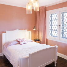 Kertas dinding berwarna peach: jenis, idea reka bentuk, kombinasi dengan langsir dan perabot-2