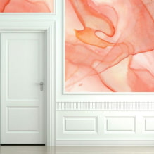 Persikų spalvos tapetai: tipai, dizaino idėjos, derinimas su užuolaidomis ir baldais-6