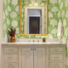 Paper pintat de color verd clar a l'interior: tipus, idees de disseny, combinació amb altres colors, cortines, mobles-0