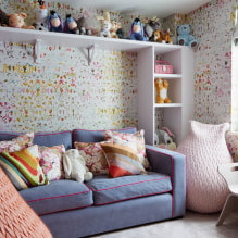Tapeta v dětském pokoji pro dívky: 68 moderních nápadů, fotografie v interiéru-3
