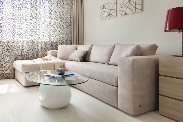 Smėlio spalvos sofa interjere: daugiau nei 70 šiuolaikiškų nuotraukų ir dizaino idėjų