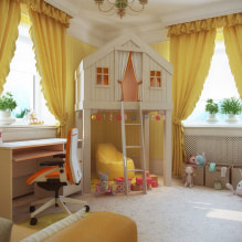 Rèm cửa màu vàng trong nội thất: chủng loại, vải, màu sắc, thiết kế, trang trí, kết hợp với màu của giấy dán tường-0