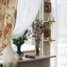Záclony ve stylu Provence: typy, materiály, design záclon, barva, kombinace, dekor-6