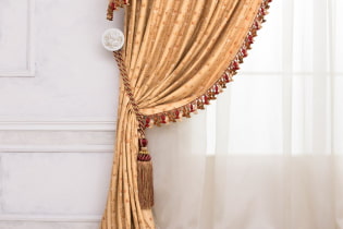Decoració de cortines amb agafadors: tipus, materials, idees de disseny, estils, colors