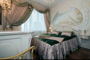 Lambrequins untuk bilik tidur: jenis, bentuk tirai, pilihan kain, reka bentuk, warna