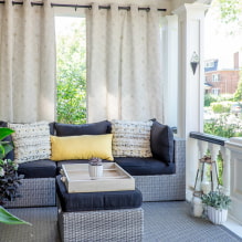 Ielu aizkari lapenēm un verandām: veidi, materiāli, dizains, terases apdares fotogrāfijas-4