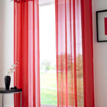 Cortines vermelles a l'interior: tipus, teixits, disseny, combinació amb fons de pantalla, decoració, estil-1