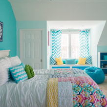 Blauwe gordijnen voor de ramen: soorten, ontwerp, combinatie, stoffen, decor, combinatie met behang-5