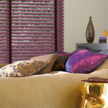 Persianes al dormitori: característiques de disseny, tipus, materials, color, combinacions, foto-1