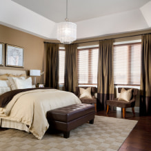 Yatak odasında panjur: tasarım özellikleri, çeşitleri, malzemeleri, rengi, kombinasyonları, fotoğraf-8