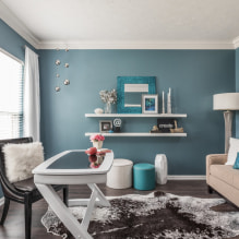Син цвят в интериора: комбинация, избор на стил, декорация, мебели, завеси и декор-2