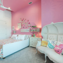 Bahagian dalam bilik berwarna merah jambu: kombinasi, pilihan gaya, hiasan, perabot, langsir dan hiasan-2