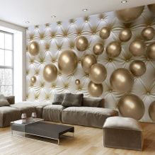Behang met 3D-effect: typen, ontwerpideeën, realistische voorbeelden in het interieur-7