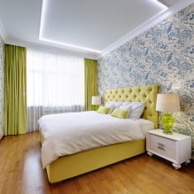 أسقف الجصي لغرفة النوم: الصورة والتصميم وأنواع الأشكال والهياكل -2