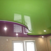Комбинирани опънати тавани: комбинация по цвят, текстура, с други материали, многостепенна-4