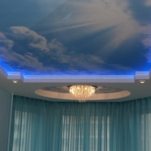 Τέντωμα οροφής με φωτισμό: τύποι (περίμετρος, εσωτερικό), χρώμα, ιδέες για διαφορετικούς τύπους οροφών-2