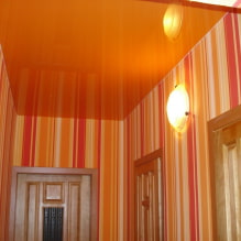 Stretch strop na chodbe a chodbe: typy štruktúr, textúry, tvary, osvetlenie, farba, dizajn-2