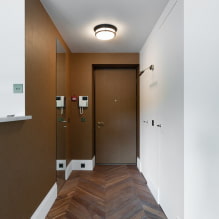 Опънат таван в коридора и коридора: видове конструкции, текстури, форми, осветление, цвят, дизайн-6