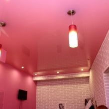 Růžový strop: typy (stretch, sádrokarton atd.), Odstíny, kombinace, osvětlení-1