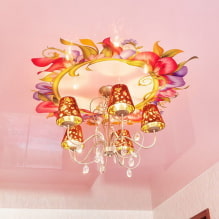 Roze plafond: soorten (stretch, gipsplaat, enz.), tinten, combinaties, verlichting-2