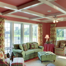 Ružový strop: typy (stretch, sadrokartón atď.), Tienidlá, kombinácie, osvetlenie-4