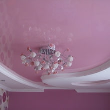 Růžový strop: typy (stretch, sádrokarton atd.), Stíny, kombinace, osvětlení-7