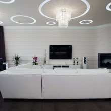 Šedý strop v interiéru: design, pohledy (matné, lesklé, saténové), osvětlení, kombinace se stěnami-8