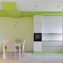 אפשרויות לגימור התקרה במטבח: סוגי מבנים, צבע, עיצוב, תאורה, צורות מתולתלות -0