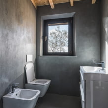 Plafond in het toilet: soorten op materiaal, constructie, textuur, kleur, ontwerp, verlichting-4