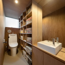 Strop na toaletě: typy podle materiálu, konstrukce, textury, barvy, designu, osvětlení-8