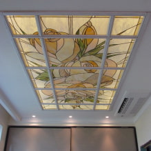 Vitrážové stropy: typy konstrukcí, formy, kresby, vitrážová okna s osvětlením-5