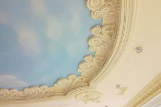 Штукатурка на тавана: видове материали, дизайн, опции за местоположението на декоративна мазилка
