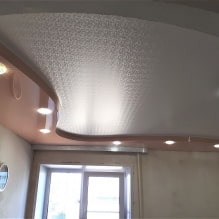 Textured stretch ceiling: imitation of wood, plaster, brocade, mirror, concrete, leather, silk, etc.-10