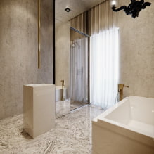 טיח דקורטיבי בחדר האמבטיה: סוגים, צבע, עיצוב, אפשרויות גימור (קירות, תקרה) -5