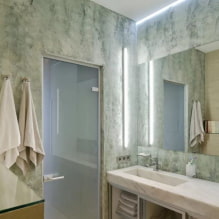 Dekoratīvais apmetums vannas istabā: veidi, krāsa, dizains, apdares iespējas (sienas, griesti) -8