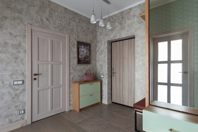 Plâtre décoratif dans le couloir et le couloir: types, couleurs, idées de design modernes