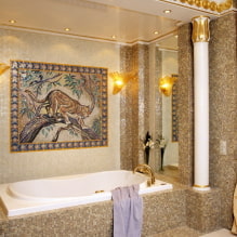 Seinän sisustus kylpyhuoneessa: tyypit, suunnitteluvaihtoehdot, värit, sisustusesimerkit-2