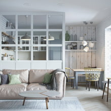Skillevæggen mellem køkkenet og stuen: typer, materialer, former, originale ideer, design-4