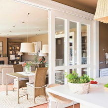 La partició entre la cuina i la sala d'estar: tipus, materials, formes, idees originals, disseny-7