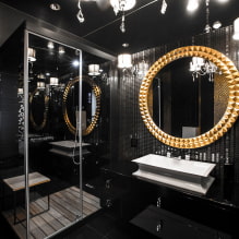 Изборът на огледало в банята: видове, форми, декор, цвят, опции с шарка, подсветка-5