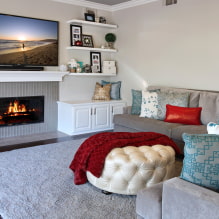 TV au dessus de la cheminée : vues, choix de l'emplacement, exemples dans différents styles-0