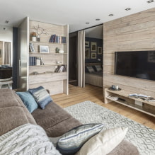 Televize v obývacím pokoji: fotografie, výběr místa, možnosti designu stěn v hale kolem TV-0