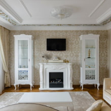 Televize v obývacím pokoji: fotografie, výběr místa, možnosti designu stěn v hale kolem TV-2