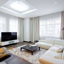 Televize v obývacím pokoji: fotografie, výběr umístění, možnosti designu stěn v hale kolem TV-6