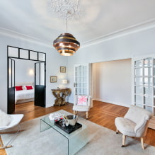 Portes de la sala d'estar (vestíbul): tipus, materials, color, disseny, elecció de forma i mida-8