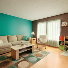 تصميم الجدار في الشقة: خيارات للديكور الداخلي ، أفكار الديكور ، اختيار اللون - 7