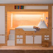 سرير في مكانه: تصميم ، مناظر (منصة ، قابلة للطي ، أطفال) ، صورة في الداخل - 4